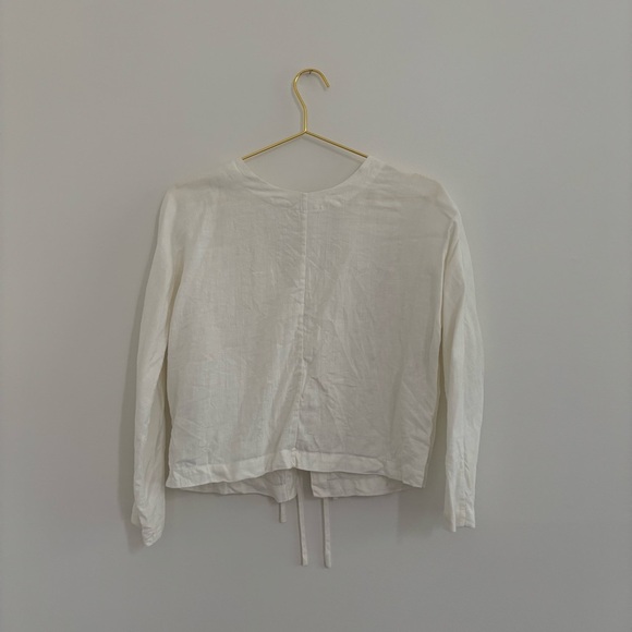 ZII Ropa White Linen Open Front Vera String Top - Picture 9 of 9